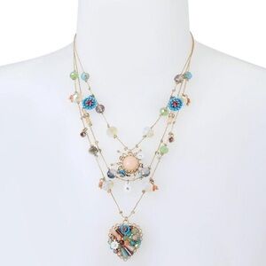 Betsey Johnson Multicolor Beaded Gold-Tone Layered Necklace. New without tags